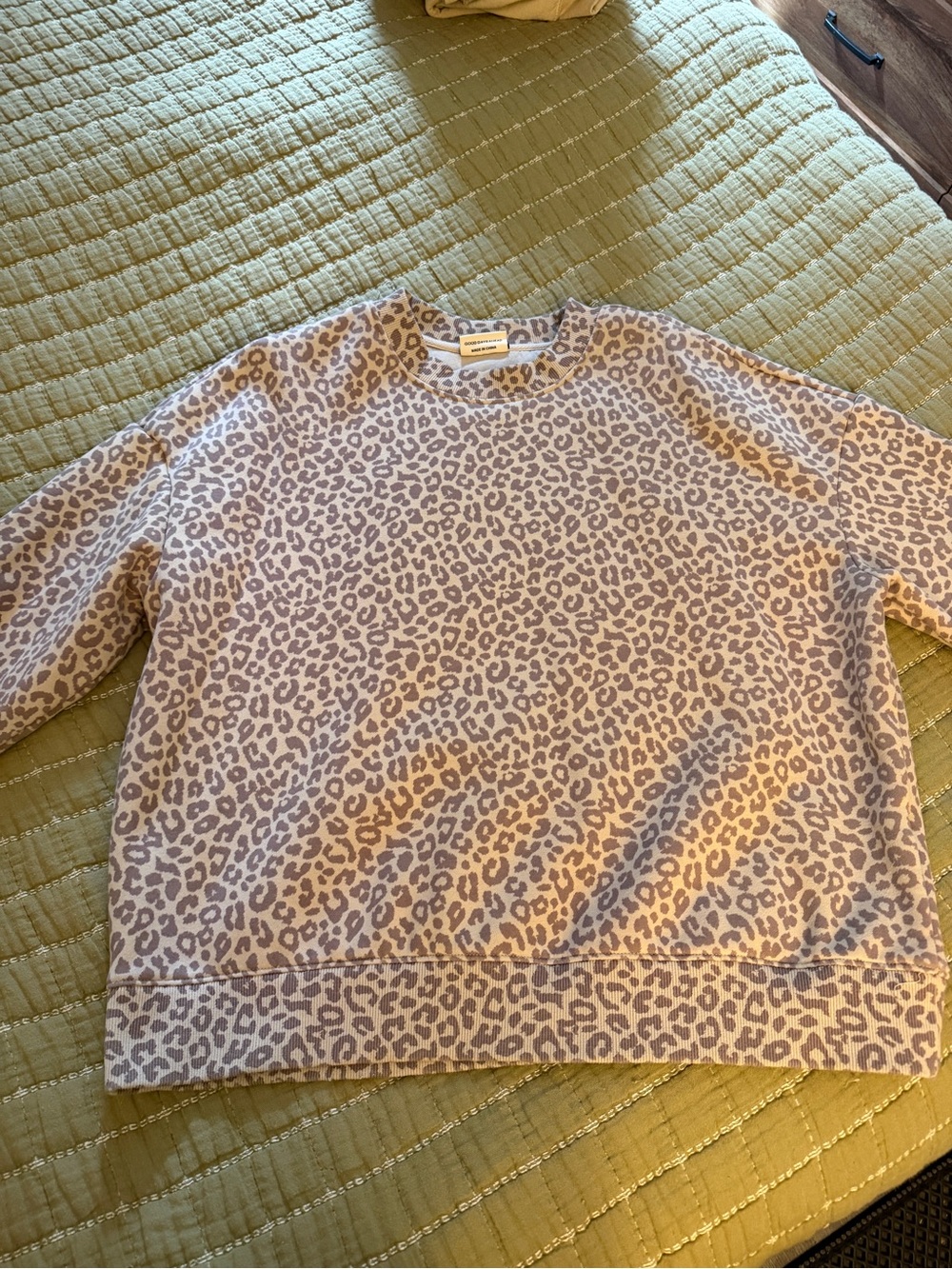 Leopard Print Crewneck Sweatshirt - Taupe